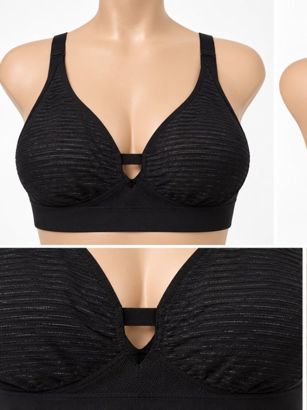 Bali DFW998 Women’s XL Black Wireless Bra Adjustable Straps Comfort Band